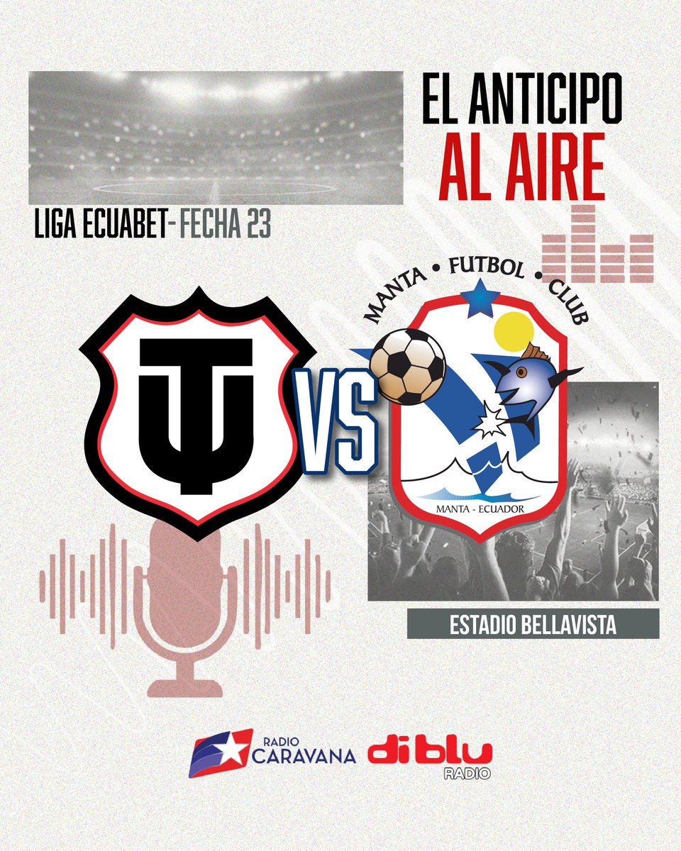 Radio Diblu (@radiodiblufm) on Twitter photo 🔥 ¡NOS VAMOS A AMBATO!
🎙️ <a href="/zedenoduval/">Duval Zedeño B</a>
🎙️ #JavierKlimowicz
🎙️ <a href="/ccarrasco750/">Christian Carrasco</a>
🎙️ <a href="/nadia_manosalva/">nadia manosalvas </a>
🔴 <a href="/TecnicoUOficial/">TécnicoUniversitario</a> 🆚 <a href="/MantaFutbolClub/">Manta Futbol Club</a> 🔵
🏆 <a href="/LigaEcuabetec/">Liga Ecuabet</a>
🗓️ Fecha 23
🏟️ Bellavista
⏰ 15H30
👉🏻 Disfrútalo por diblu.ec y radiocaravana.com 🔥 ¡NOS VAMOS A AMBATO!
🎙️ <a href="/zedenoduval/">Duval Zedeño B</a>
🎙️ #JavierKlimowicz
🎙️ <a href="/ccarrasco750/">Christian Carrasco</a>
🎙️ <a href="/nadia_manosalva/">nadia manosalvas </a>
🔴 <a href="/TecnicoUOficial/">TécnicoUniversitario</a> 🆚 <a href="/MantaFutbolClub/">Manta Futbol Club</a> 🔵
🏆 <a href="/LigaEcuabetec/">Liga Ecuabet</a>
🗓️ Fecha 23
🏟️ Bellavista
⏰ 15H30
👉🏻 Disfrútalo por diblu.ec y radiocaravana.com