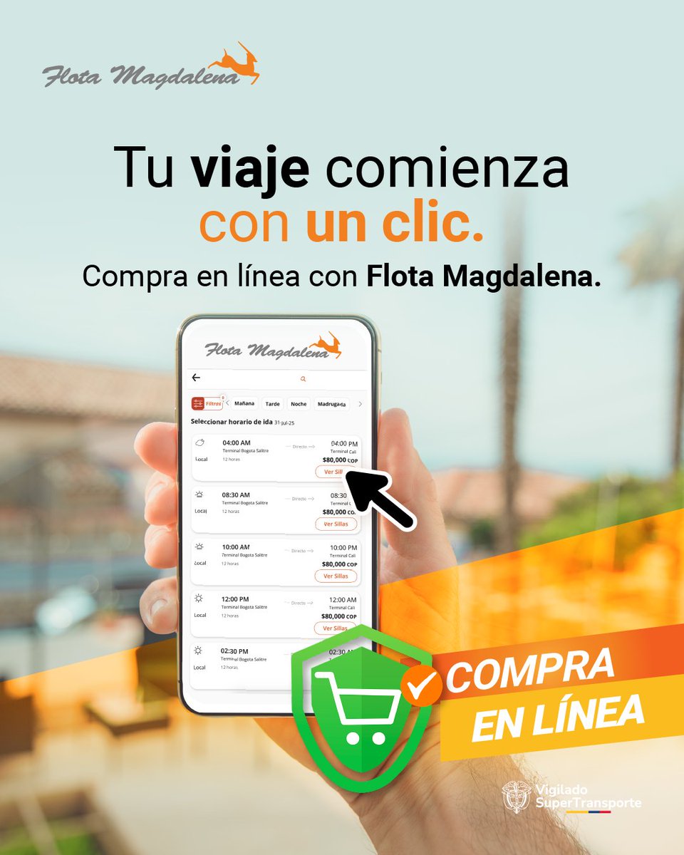🧡 Viajar es increíble. Pero viajar con solo unos clics… ¡es otro nivel!
Compra tus tiquetes en línea desde donde estés, a la hora que quieras y sin hacer filas.
📲 Entra ya a flotamagdalena.com y planifica tu próximo destino. 

#CompraEnLínea #ViajaFácil #FlotaMagdalena