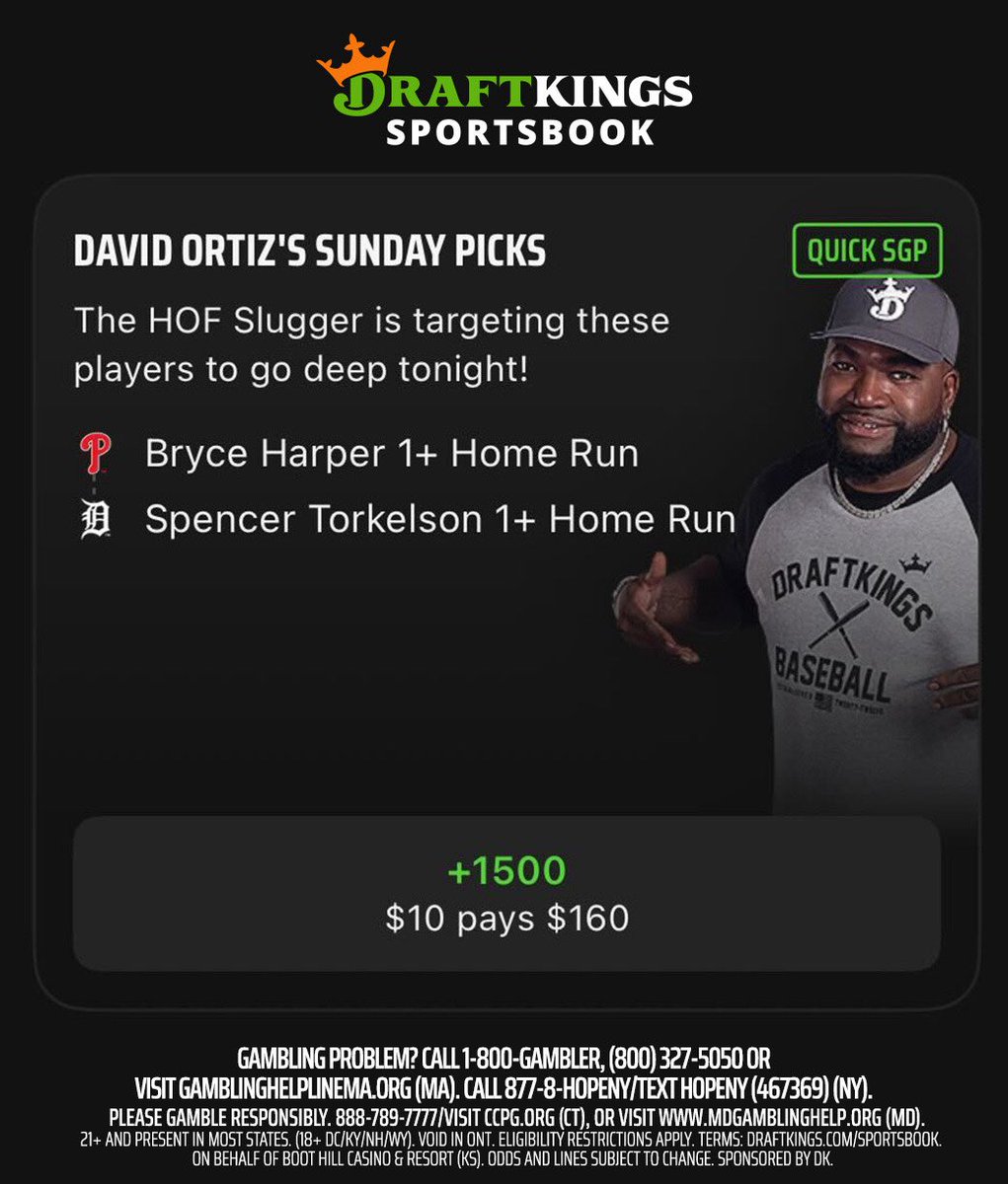 davidortiz's tweet image. You already know! Only on @DKSportsbook #DKPartner