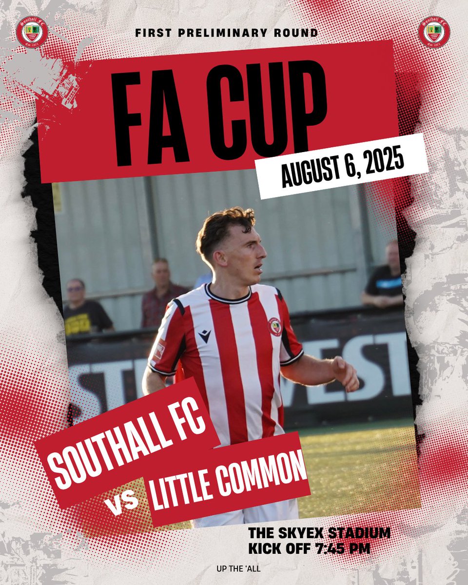 FA CUP - REPLAY 🏆️

This Wednesday we take on Little Common in our FA Cup Replay

🆚 Little Common
📆 06/08/2025 - 7:45pm KO
📍The SkyEx Community Stadium, Beaconsfield Road, UB4 0SL
🎟️ £12 adults / £6 concessions / £1 Under 16s

More updates to follow!

🔴⚪️ UP THE 'ALL ⚪️🔴