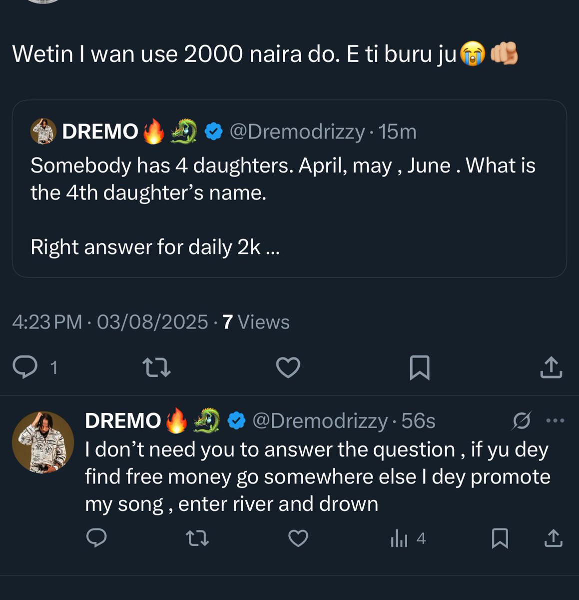 Dremodrizzy's tweet image. #daily2k