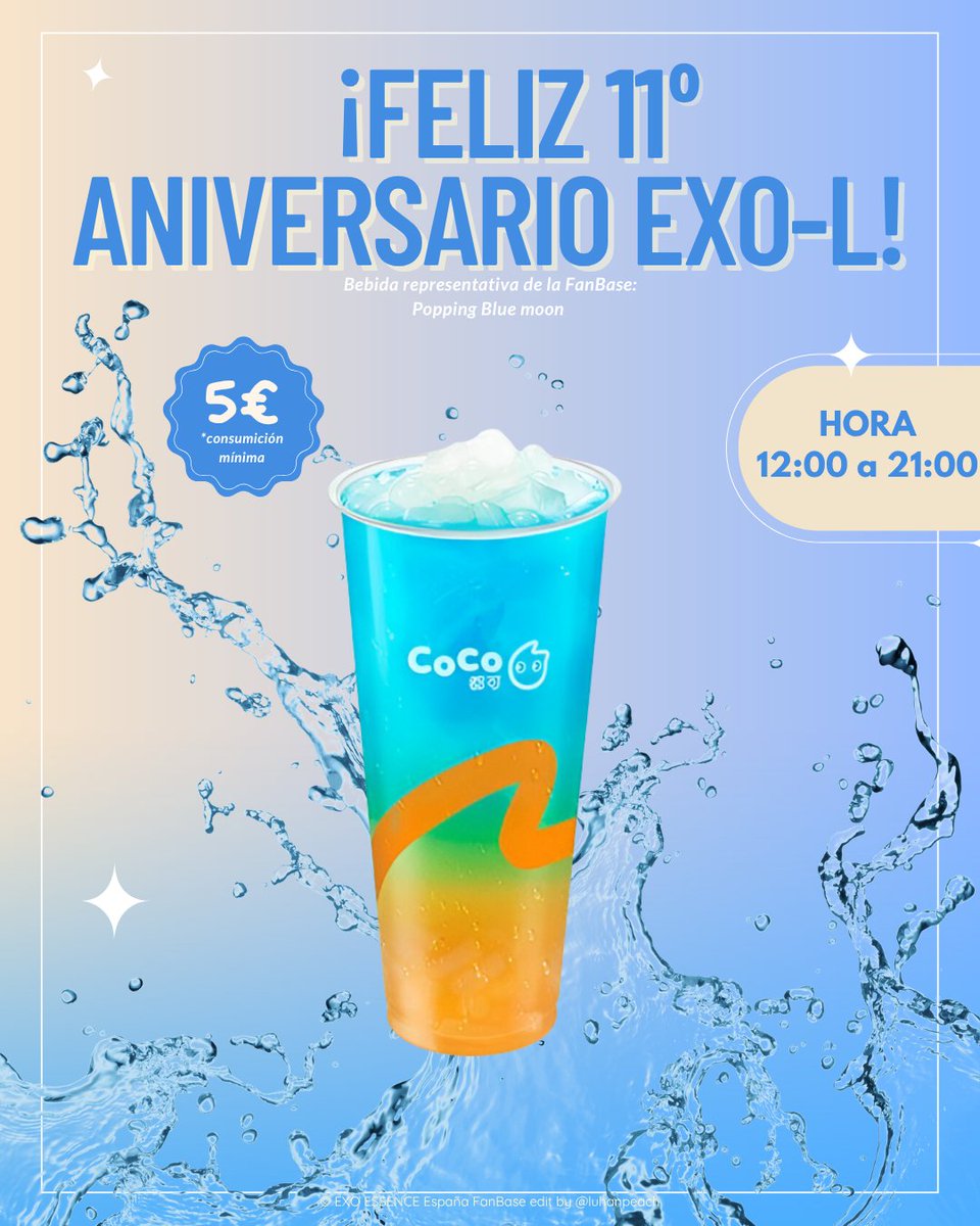 EXOspain9's tweet photo. 🎊¡Feliz 11° Aniversario EXO-L!🎊

🗓 Fecha: Sábado 09 de Agosto
🕗 Hora: 12:00 a 21:00
📍Lugar: C. Mayor, 30 Centro, 28013 Madrid 

🚨Recuerda que para obtener el KIT EXO-L por 2,5€ es necesario la consumición mínima de 5€. 

#EXO #EXOL #EXOEssenceSpain #ExoLEspaña https://t.co/VQOTXbWTnx