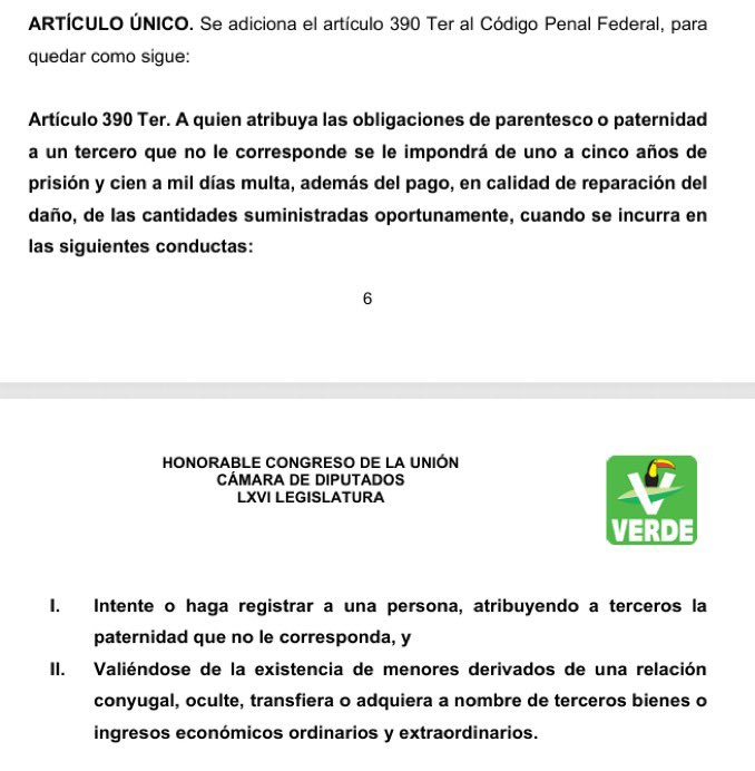 ⚖️ PROPUESTA POLÉMICA DEL PARTIDO VERDE
El diputado Ernesto Núñez plantea castigar con cárcel a quienes atribuyan “falsa paternidad” a un hombre.

La iniciativa propone de 1 a 5 años de prisión, multas y devolución de pensión alimenticia si se demuestra que un hombre fue
