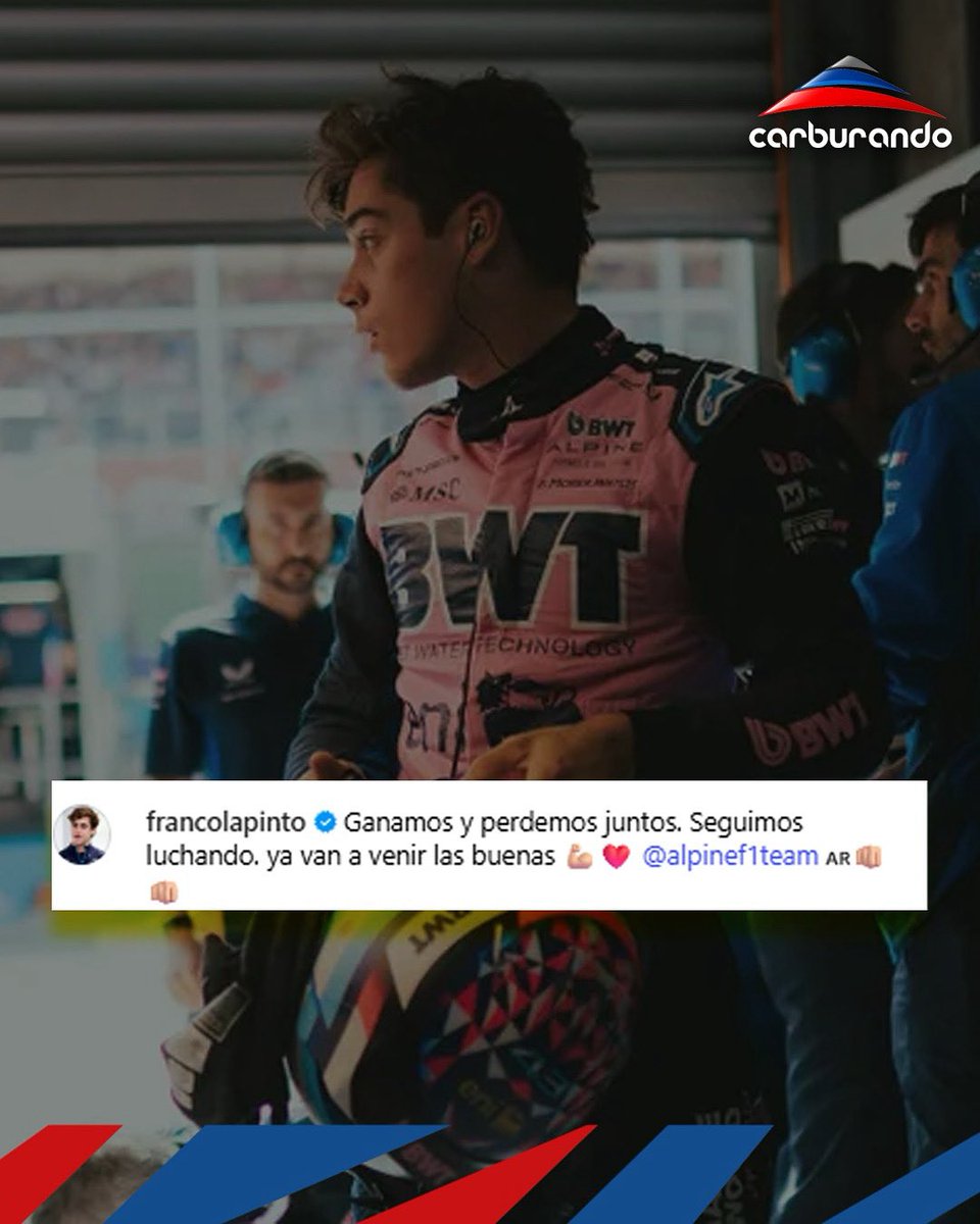 📲 El posteo de @francolapinto luego del Gran Premio de Hungría. ¡Vamos, Franco, esto sigue! 🇦🇷💪🏼