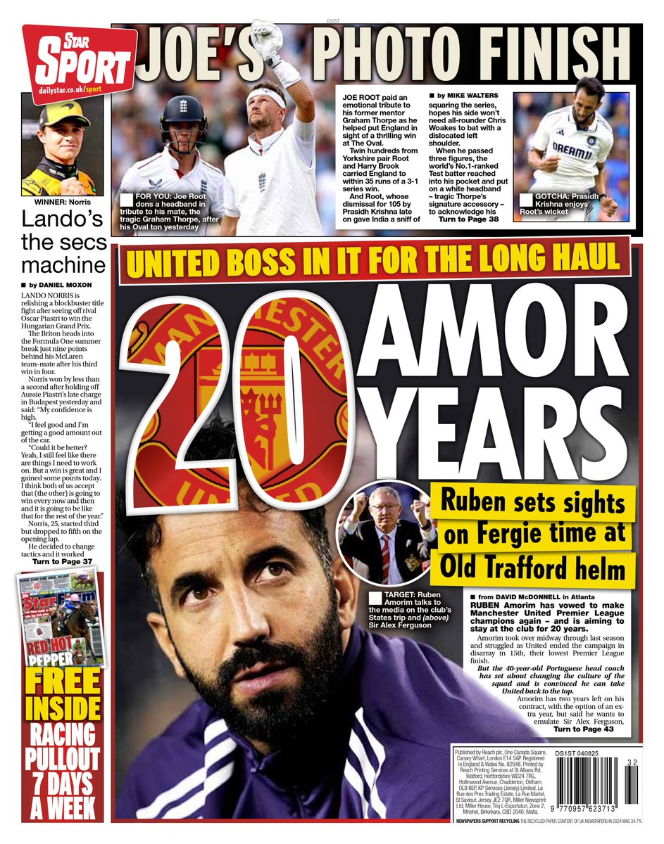 Monday's DAILY STAR SPORT: 20 Amor years
#TomorrowsPapersToday
