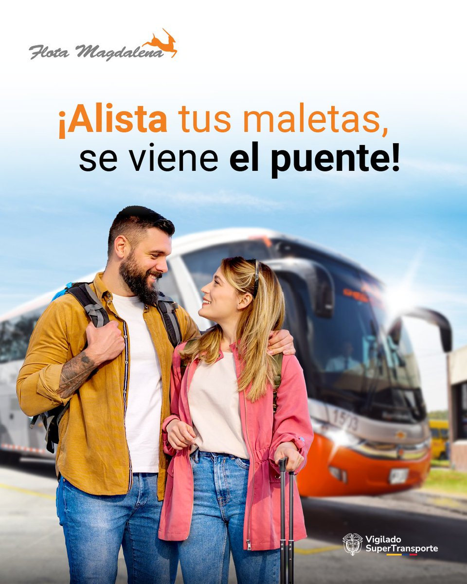 Un nuevo puente festivo es la excusa perfecta para desconectarte, cambiar de paisaje y crear nuevos recuerdos.
Viaja con Flota Magdalena y aprovecha la comodidad, puntualidad y facilidad de compra en línea.

#PuenteFestivo #ViajaConFlotaMagdalena #Escápate #CompraEnLínea