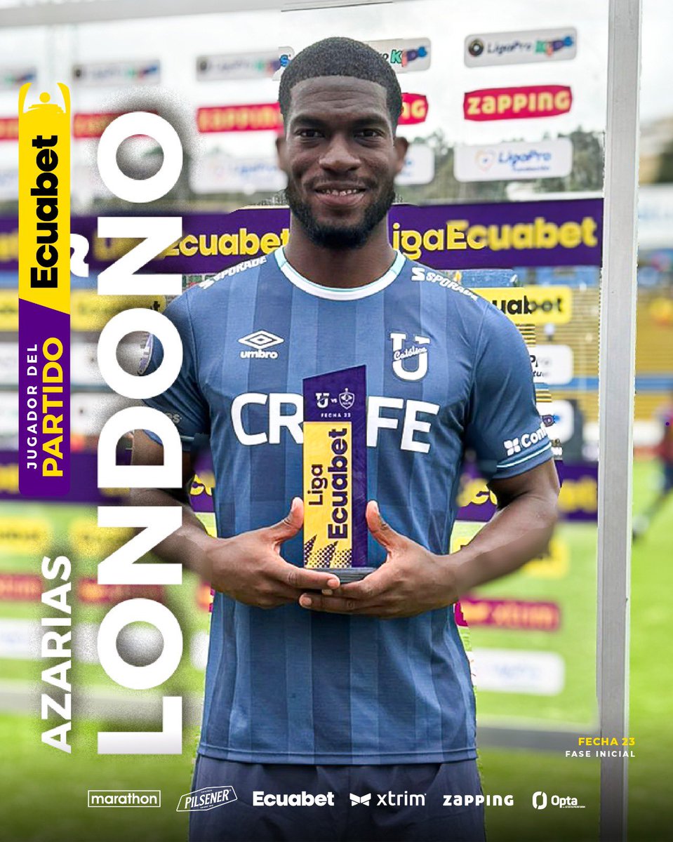 📍Azarias Londoño de <a href="/UCatolicaEC/">U. Católica Ecuador</a> es el jugador del partido <a href="/EcuabetOficial/">Ecuabet</a> ☝️⚽️

¿Cuántos likes para este crack? 🙌🏽

#LigaEcuabetConectadaPorXtrim 
#JugadorDelPartidoEcuabet 🇪🇨💯