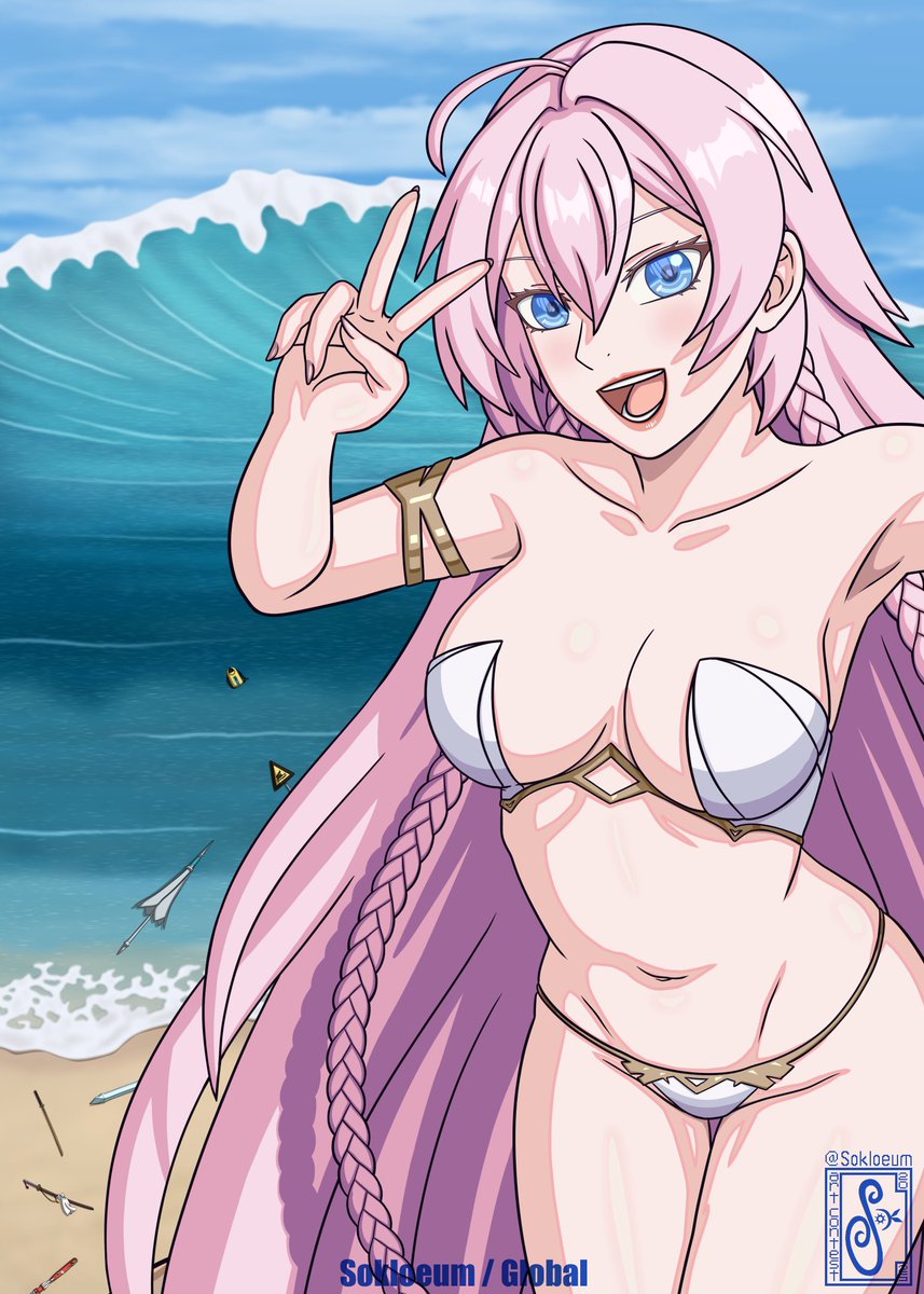 sokloeum's tweet image. Here&apos;s my entry to the Epic Seven 2025 Summer Celebration Event.

I eventually settled on Witch at Tempest Beach doing a selfie on a cliff overlooking the washed weapons and backpack of 7 heroes.

#EpicSeven #E7 #エピックセブン #에픽세븐 #Epic7 #E7Art #Tenebria #テネブレア