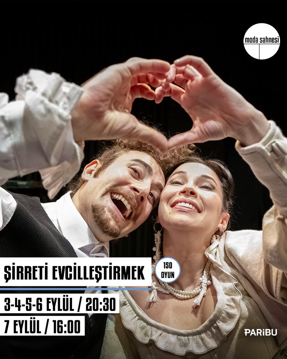 Şirreti Evcilleştirmek
3-4-5-6 Eylül, 20.30 
7 Eylül, 16.00
Bilet almak için biletinial.com/tr-tr/tiyatro/…
<a href="/k_aydogan/">kemal aydoğan</a> <a href="/tmracar/">Timur Acar</a> <a href="/MelisBirkan/">Melis Birkan</a> <a href="/ulucesen/">ulucesen</a> <a href="/cglryalcinkaya/">mavravar</a> <a href="/elifgizemaykull/">elif gizem aykul</a> <a href="/abkartal/">Ali Büyükkartal</a> <a href="/grsugr/">gürsu gür</a> <a href="/CenkDostVerdi/">Cenk Dost VERDİ</a> <a href="/SedatKucukay/">Sedat Küçükay</a>

#şirretievcilleştirmek #modasahnesi
