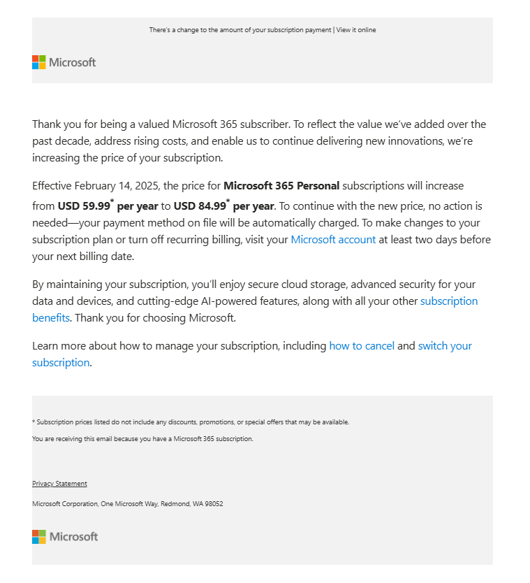 From $60 to $84 is wild. Death by subscriptions. This price increase is unjustifiable and means I have to seriously consider other options.