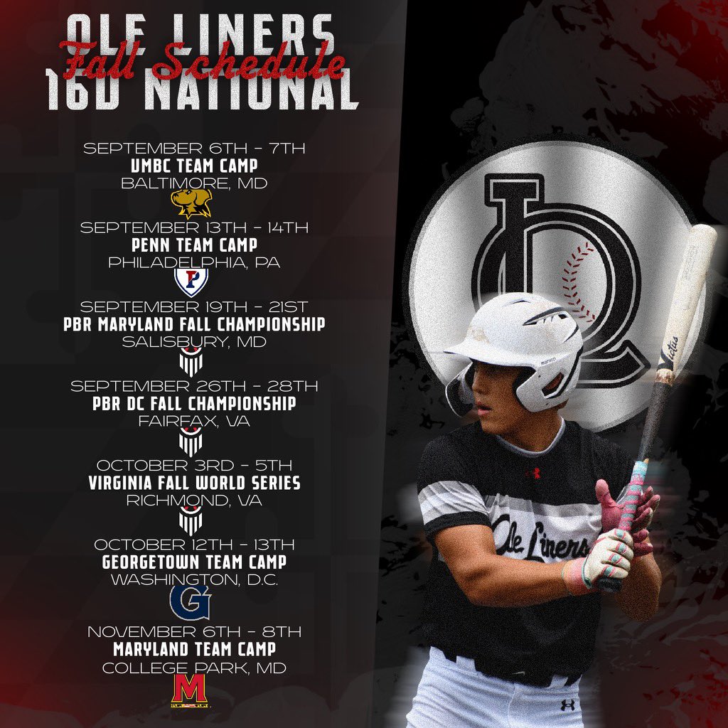 Ole Liners 15U National (@ole_liners2028) on Twitter photo FALL BALL SCHEDULE ‼️New roster, New Schedule - we’re ready to rock!
<a href="/Ole_Liners/">Ole Liners Baseball</a> <a href="/CoachG_MD/">Coach G</a> <a href="/omarino_13/">Omar Enriquez</a> <a href="/PrepBaseballVA/">Prep Baseball Virginia/DC</a> <a href="/JNaill8/">Jamie Naill Jr</a> <a href="/JJonesPBVADC/">Jordan Jones</a> <a href="/JJenkins_33/">Jeremy Jenkins</a> <a href="/CraverPorter/">Porter Craver</a> <a href="/c3price/">Colby Price</a> FALL BALL SCHEDULE ‼️New roster, New Schedule - we’re ready to rock!
<a href="/Ole_Liners/">Ole Liners Baseball</a> <a href="/CoachG_MD/">Coach G</a> <a href="/omarino_13/">Omar Enriquez</a> <a href="/PrepBaseballVA/">Prep Baseball Virginia/DC</a> <a href="/JNaill8/">Jamie Naill Jr</a> <a href="/JJonesPBVADC/">Jordan Jones</a> <a href="/JJenkins_33/">Jeremy Jenkins</a> <a href="/CraverPorter/">Porter Craver</a> <a href="/c3price/">Colby Price</a>