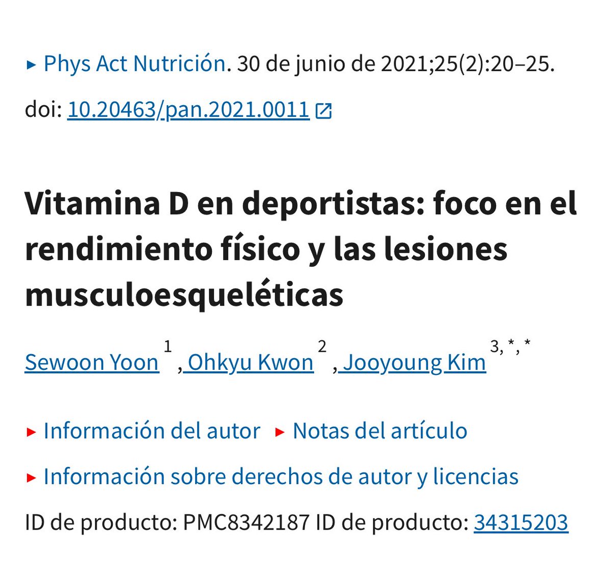 Niveles <30 ng/mL 🪫de VITAMINA D 🌞se relacionan con mayor incidencia de lesiones musculares 🤕y peor rendimiento de fuerza explosiva😖.