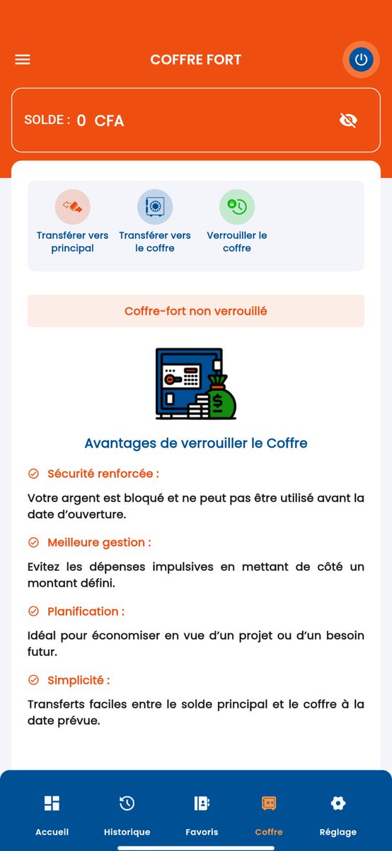 La fonctionnalité du coffre débarque sur MyNITA. Je m'en vais bloquer mes économies du projet #FuisNiger