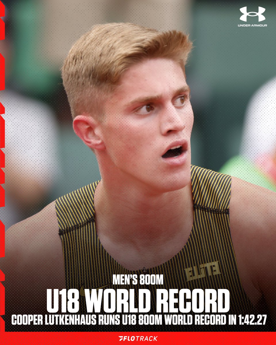 WOTTLEHEADS REJOICE!!! 😭🙌🔥 

COOPER LUTKENHAUS COMES FROM WAY BACK TO BREAK THE U18 WORLD RECORD IN THE 800M IN THE FINALS AT THE USATF OUTDOOR CHAMPIONSHIPS WITH A 1:42.27!! 

IT IS ALSO A HIGH SCHOOL NATIONAL RECORD AND US #4 ALL TIME!

THE HIGH SCHOOLER IS OFF TO TOKYO WITH