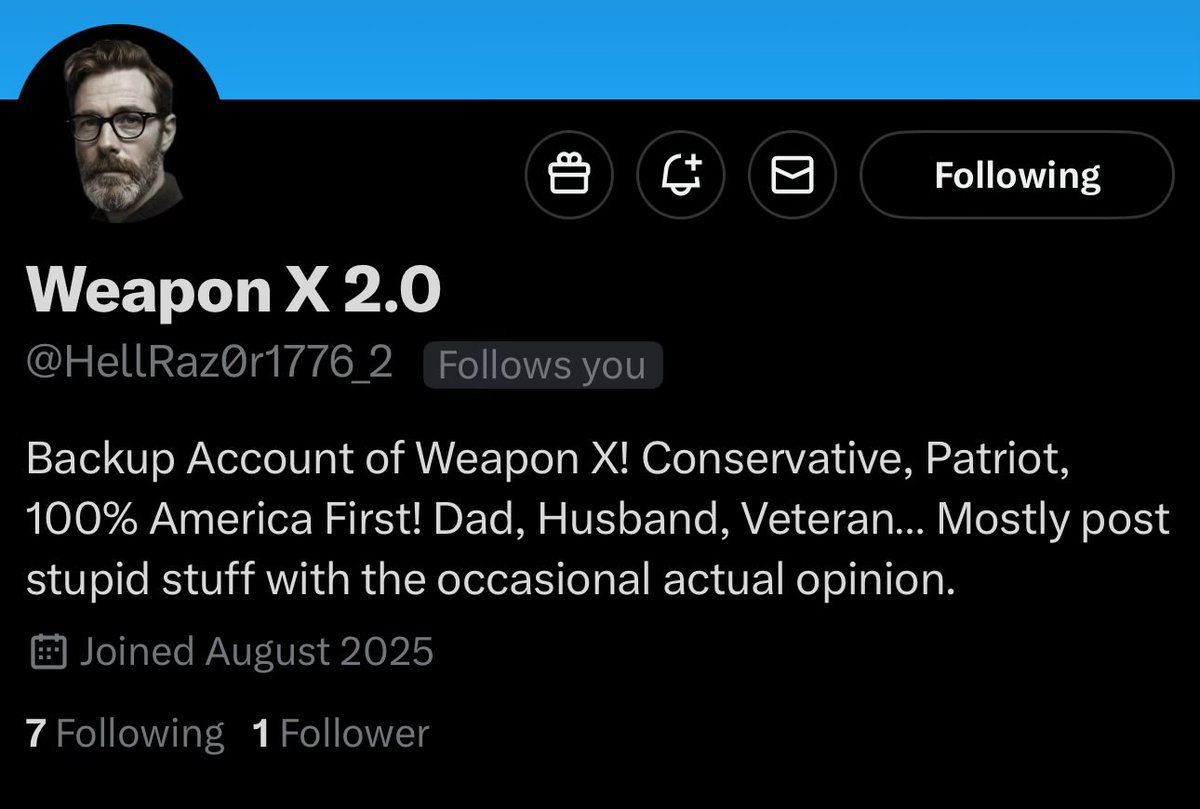 Weapon ๐ (@hellraz0r1776) on Twitter photo Ok, yโall. Iโm being targeted. So, as a just in case, Iโve created a backup account.
If you are so inclined, please follow <a href="/HellRaz0r1776_2/">Weapon X 2.0</a> so that I can keep the shenanigans going if they manage to get me suspended. Ok, yโall. Iโm being targeted. So, as a just in case, Iโve created a backup account.
If you are so inclined, please follow <a href="/HellRaz0r1776_2/">Weapon X 2.0</a> so that I can keep the shenanigans going if they manage to get me suspended.
