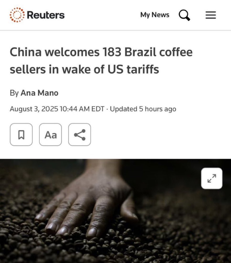 LMAO Trump thought he was gonna cripple Brazil with his 50% tariff and they’d have to come crawling on their knees back to him
