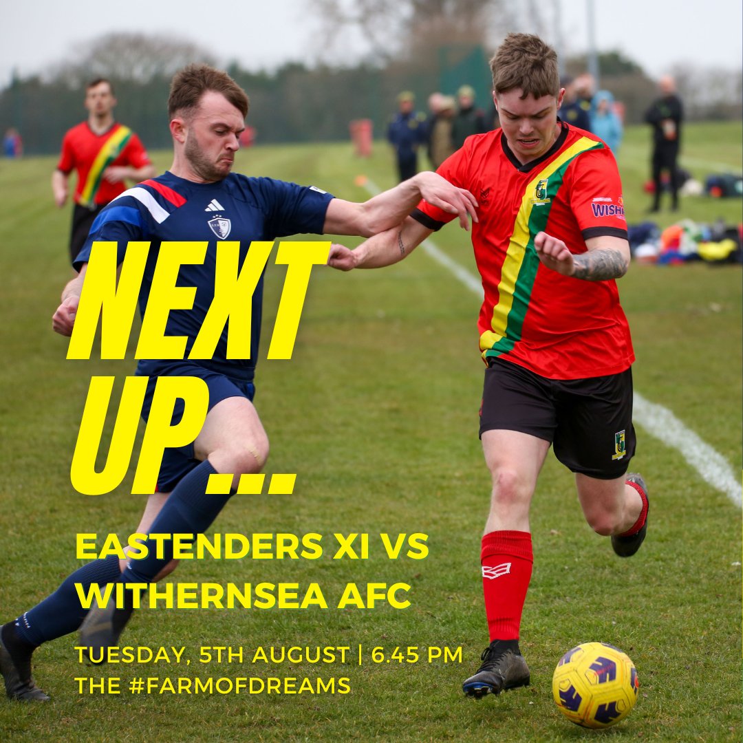 Easington United AFC (@easingtonutd) on Twitter photo CLUB | NEXT UP... ๐
In a change to the original fixture, on Tuesday an Eastenders XI will host <a href="/WithernseaAfc/">Withernsea AFC</a> at the #FarmOfDreams (6.45pm). Our thanks go to The Seasiders for stepping in at short notice ๐ค๐ป
#UpTheEz ๐ฐ #Since1947 โฝ CLUB | NEXT UP... ๐
In a change to the original fixture, on Tuesday an Eastenders XI will host <a href="/WithernseaAfc/">Withernsea AFC</a> at the #FarmOfDreams (6.45pm). Our thanks go to The Seasiders for stepping in at short notice ๐ค๐ป
#UpTheEz ๐ฐ #Since1947 โฝ