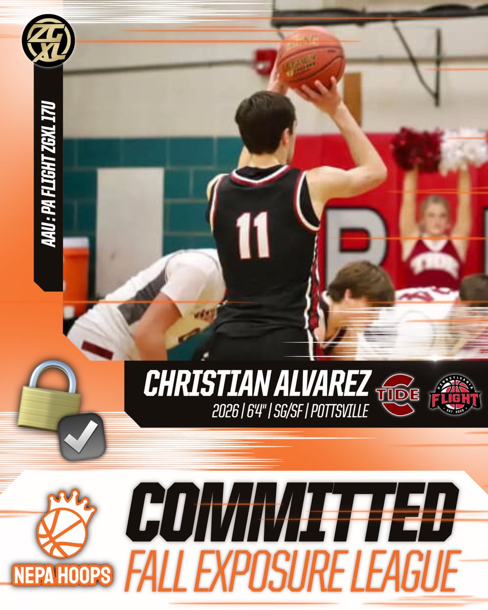 NEPA Hoops (@nepahoops) on Twitter photo 🔒 2026 6’4” SG/SF Christian Alvarez
Pottsville (PA) | PA Flight ZGXL 17U
Officially LOCKED IN for the NEPA Hoops Fall Exposure League at Riverfront Sports in Scranton!
#NEPAHoops 🤝 #FallExposureLeague <a href="/PAHSathletics/">Pottsville Athletics</a> <a href="/TideBasketball/">Pottsville Basketball</a> <a href="/paflighthoops/">PAFLIGHTHOOPS</a> 🔒 2026 6’4” SG/SF Christian Alvarez
Pottsville (PA) | PA Flight ZGXL 17U
Officially LOCKED IN for the NEPA Hoops Fall Exposure League at Riverfront Sports in Scranton!
#NEPAHoops 🤝 #FallExposureLeague <a href="/PAHSathletics/">Pottsville Athletics</a> <a href="/TideBasketball/">Pottsville Basketball</a> <a href="/paflighthoops/">PAFLIGHTHOOPS</a>