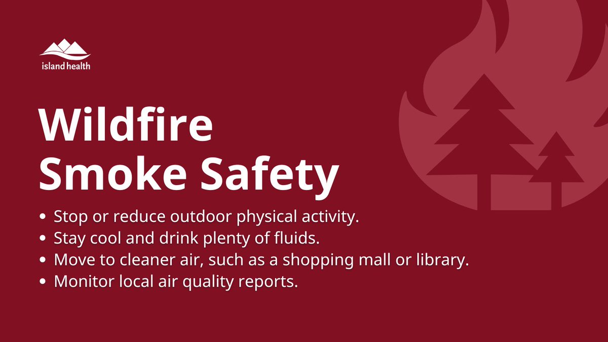 How can you protect your health from wildfire smoke? Visit islandhealth.ca/wildfires to read more tips about how to reduce your risk.