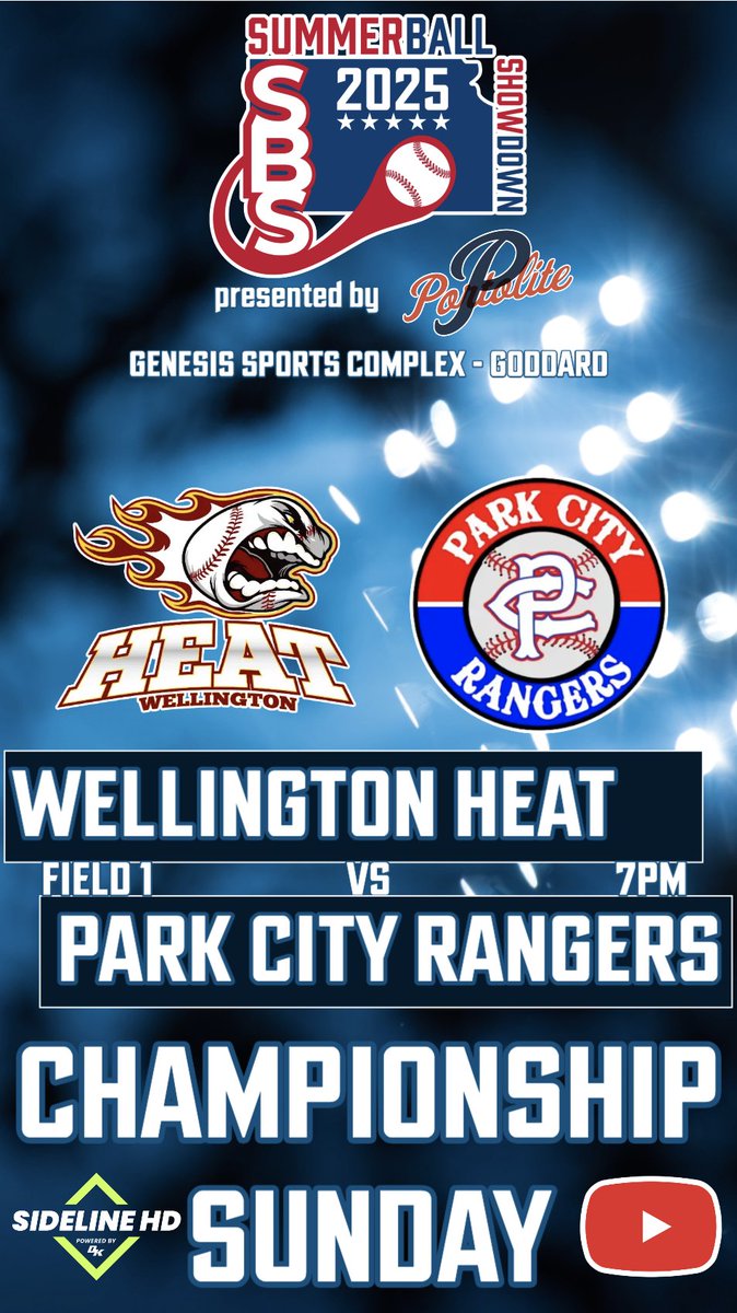 CHAMPIONSHIP SUNDAY

BRACKET UPDATE - CHAMPIONSHIP MATCH UP

<a href="/Wellington_Heat/">WellingtonHeat</a>  VS <a href="/ParkCityRangers/">Park City Rangers</a>
7PM - <a href="/GenesisSportsKS/">Genesis Sports Complex</a> - GATES OPEN AT 6PM

<a href="/followers/">はうはう</a> <a href="/PortoliteMounds/">Portolite Pitching Mounds</a> <a href="/zephyrhats/">Zephyr Headwear</a> <a href="/bownet/">Bownet</a>