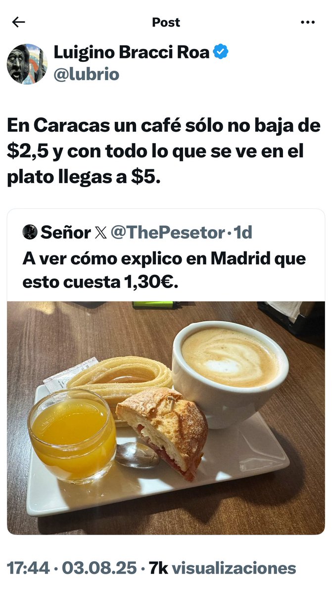 A <a href="/lubrio/">Luigino Bracci Roa</a> se le hace agua la boca comparando precios del viejo continente con los del régimen al que tanto aplaude.

Curioso, ¿no?
El mismo que juraba rodilla en tierra que “el dólar no le importaba porque aquí mandaba era el bolívar”…
Ahora vive pendiente de las ofertas de