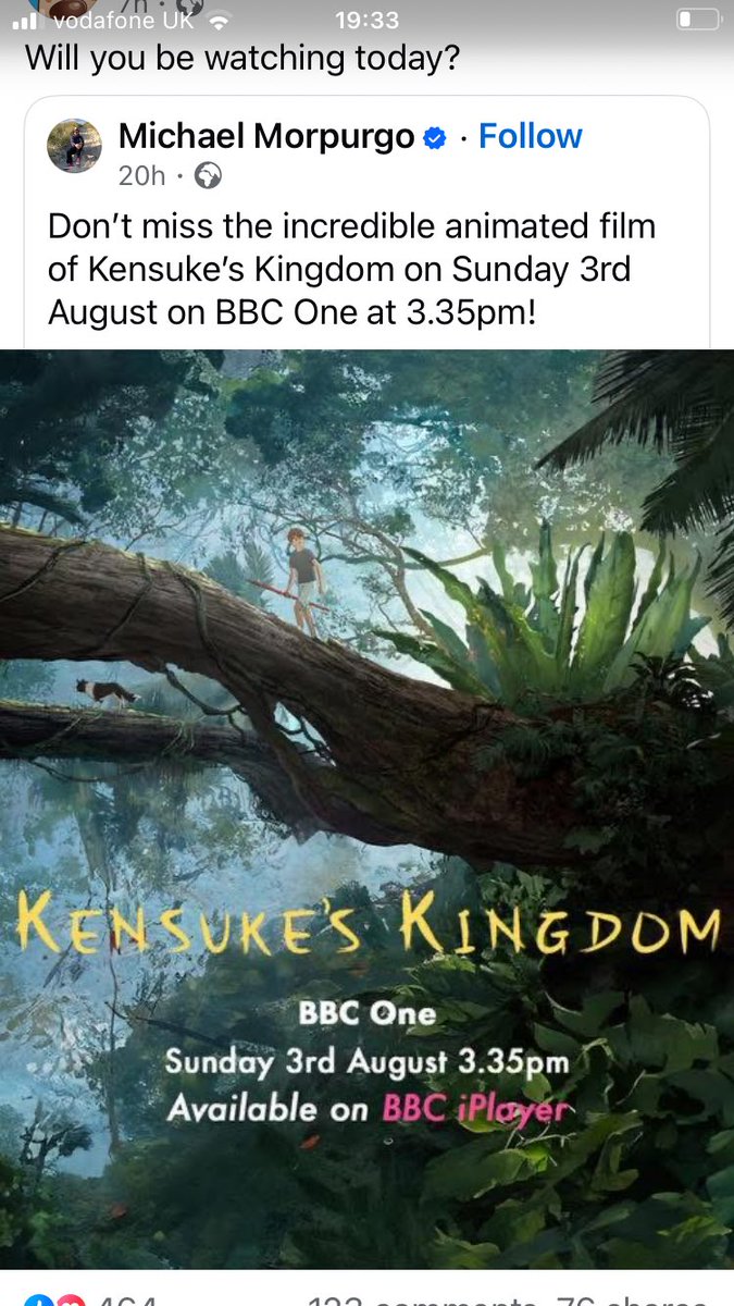 Did anyone watch this today? I haven’t as yet ; just hoping it’s as good as the book….