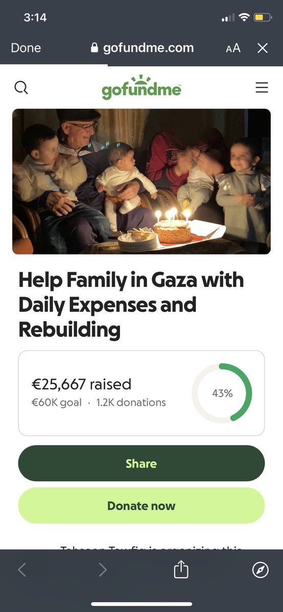 🚨Action Item🚨
The last 3 amounts contributed to Tahseen and his family were €115, €8 and €6. Can any kind souls match or raise any of these? Please give generously and share widely! #gazafunds 

gofund.me/00b1d725