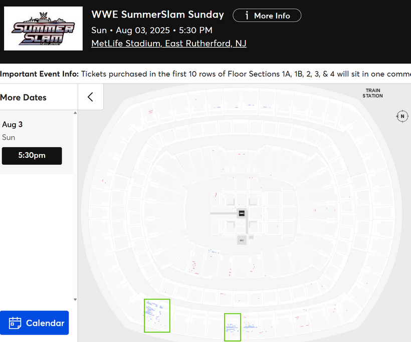 WrestleTix's tweet photo. WWE SummerSlam Sunday
Sun • Aug 03, 2025 • 5:30 PM
MetLife Stadium, East Rutherford, NJ

Available Tickets: 359
Current Setup: 56,793
Tickets Distributed: 56,434

📺 Tonight's PLE
⏮ 8/3/024: SummerSlam at Cleveland Browns Stadium 56,523
🔢 Total # of seats on map: 85,381
💰 Resale: 229
💵 Cheapest Ticket Available (Standard Admission): $81.05
🗒️ Will end up passing last year's SummerSlam at Cleveland Browns Stadium. They added a few more upper deck sections (but skipped over Sections 340, 341, 342) and other random spots in the lower bowl.