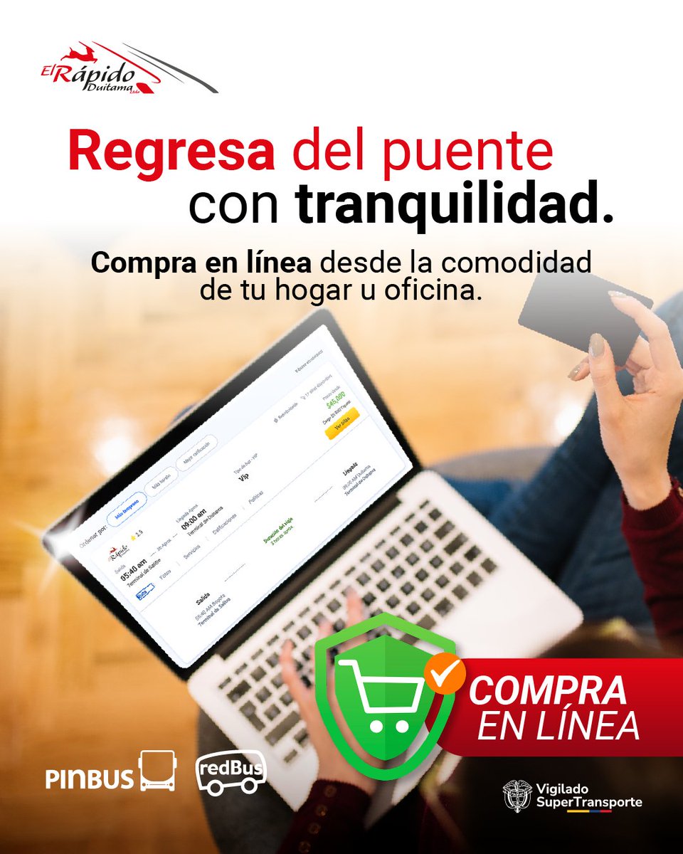 ¿Necesitas reservar tus tiquetes de autobús? En El Rápido Duitama, puedes hacerlo fácilmente a través de nuestro sitio web.

¡Compra tus tiquetes en línea y asegura tu próximo viaje!

pinbus.com o redbus.com

#ElRapidoDuitama #Gacela #Magola #MiFlotica