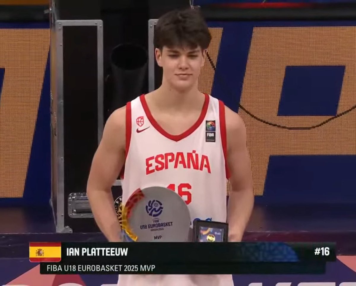 hhqsports's tweet photo. Ian Platteeuw is named 2025 FIBA U18 EuroBasket MVP!! The Davidson freshman center was outstanding in Spain’s Title Run 🏆🥇 

Tournament Averages:
9.8 Points (57.1% FG)
7.0 Rebounds (3.0 Offensive)
3.5 Assists
0.8 Steals
0.7 Blocks 
16.3 Efficiency @DavidsonMBB https://t.co/afT2kXxLeA