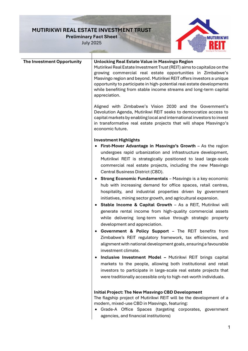 moneymarketzim's tweet image. Mutirikwi Real Estate Investment Trust (REIT) Launch

The recent launch of the Mutirikwi Real Estate Investment Trust (REIT) marked a major turning point in how Masvingo Province positions itself for sustainable economic growth and investor confidence. 

facebook.com/share/v/16zvDm…