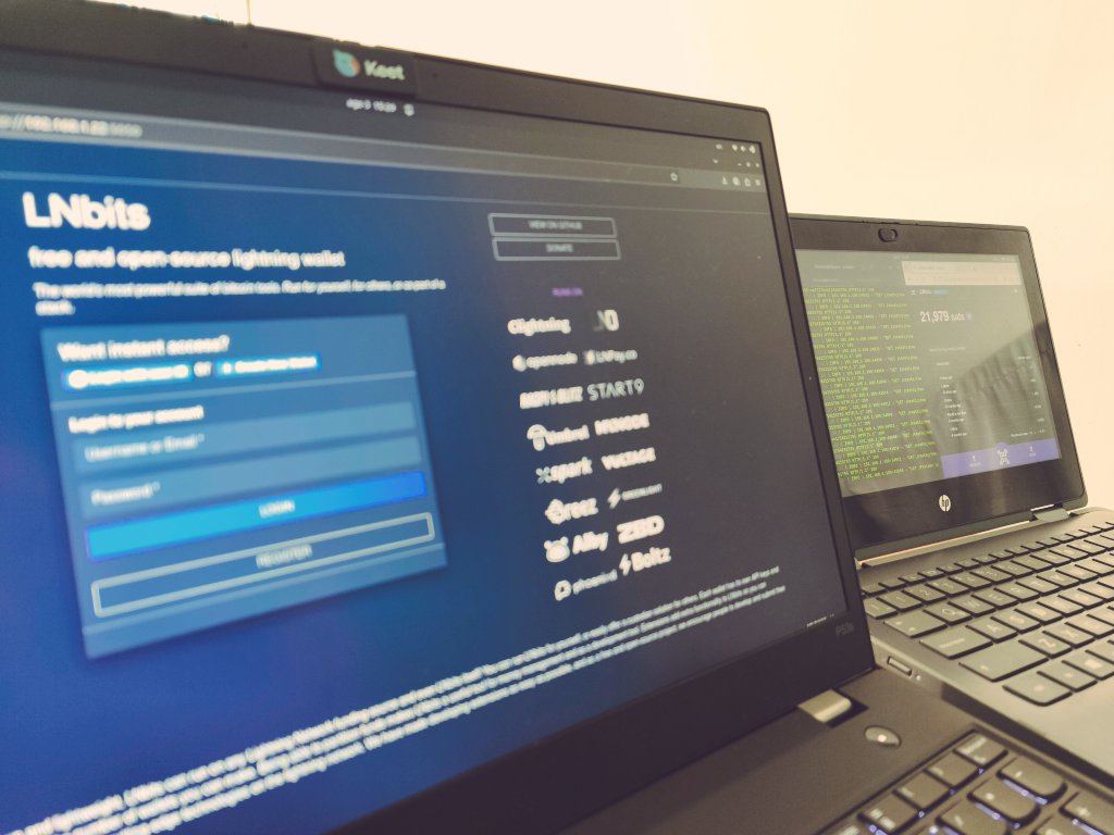 Working on the <a href="/lnbits/">LNbits</a> Hackathon and the workshop⚡
Hope you can attend one of the workshops by the <a href="/NodeNationSV/">Node Nation</a> team 🇸🇻