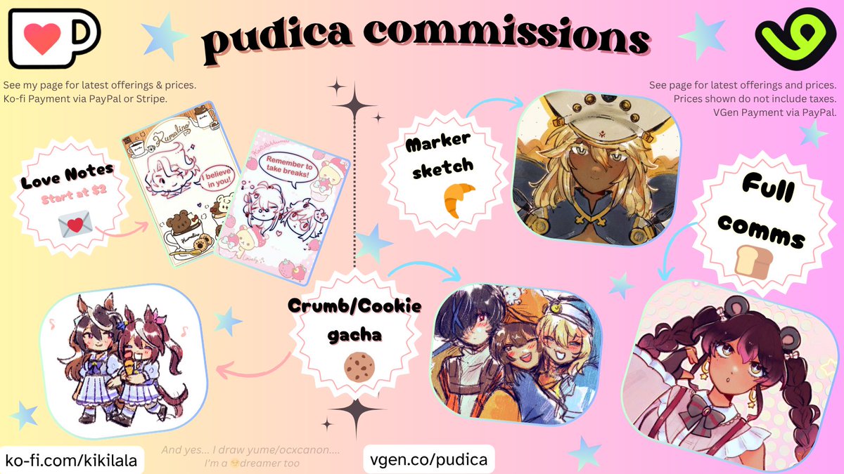 🔄+ ❤️ appreciated!  
Updated #commissions post🧑‍🍳

Links below!
↪