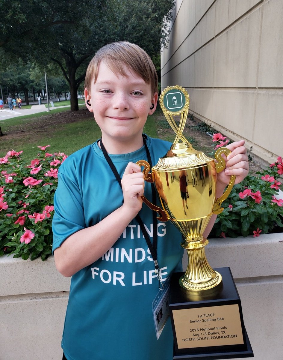 LearningLogan's tweet image. The 2025 NorthSouth Foundation Spelling Bee NATIONAL CHAMPION is Logan Bailey!