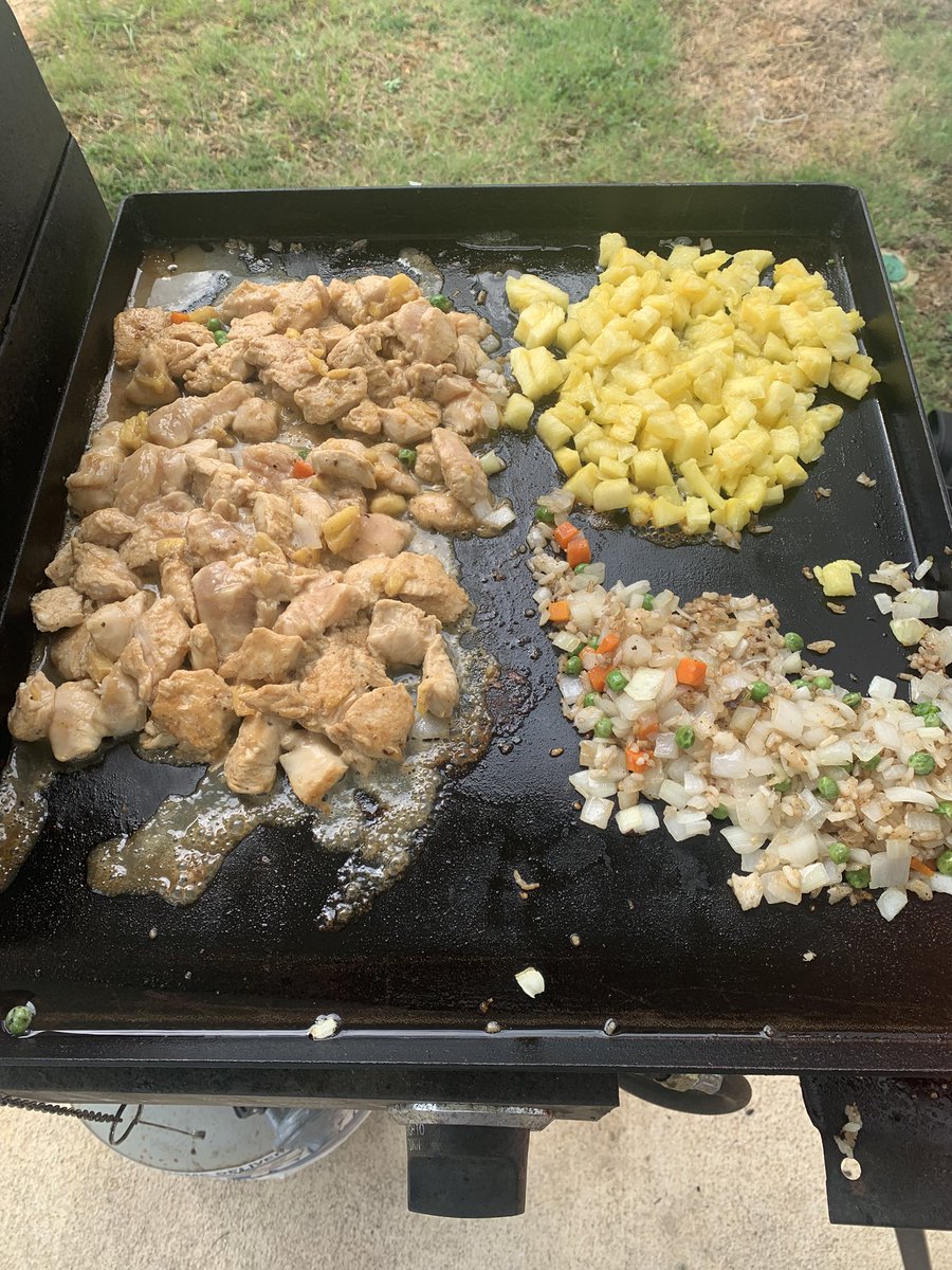 coachbucklin's tweet photo. Pineapple teriyaki chicken on the black stone https://t.co/dVkZ48DqxD
