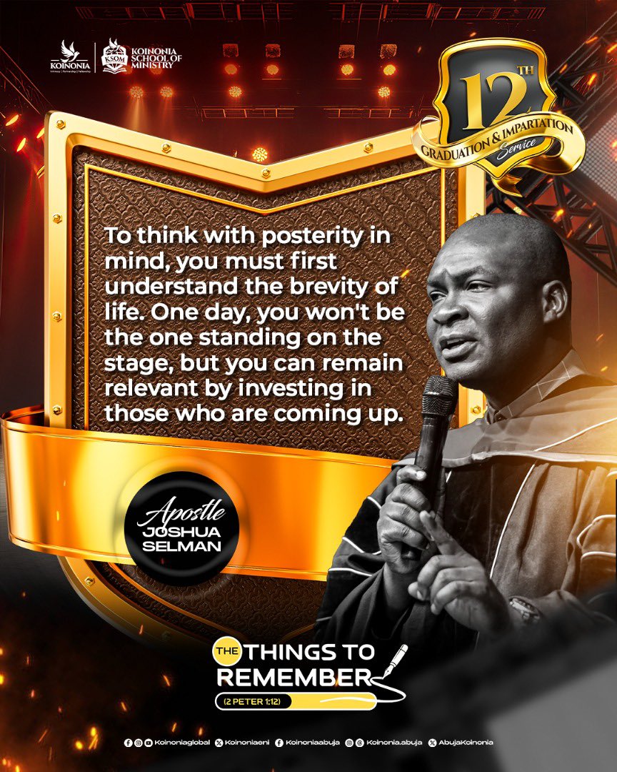 koinoniaeni's tweet photo. #ApostleJoshuaSelman 
#TheThingsToRemember
#KSOM2025Graduation
#KSOMAbuja
#KoinoniaAbuja 
#KoinoniaGlobal https://t.co/JOLehoRSQ1