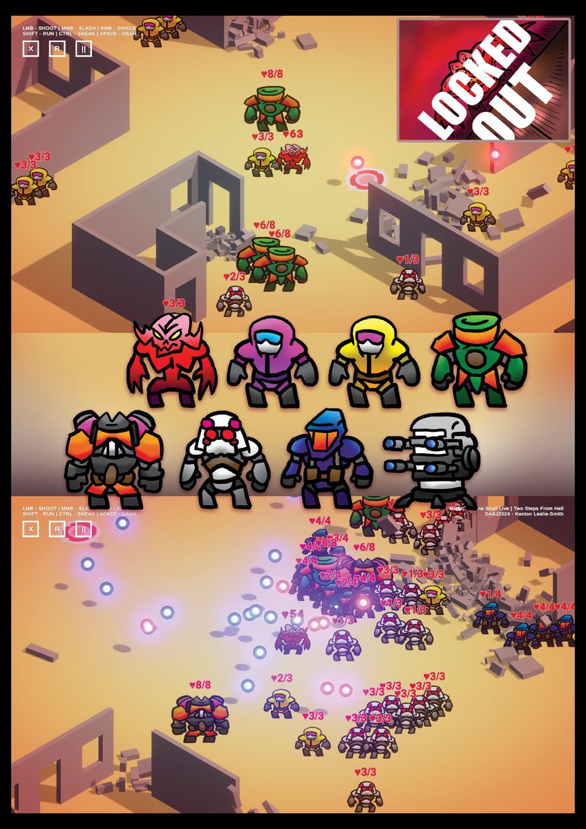 kenton_ls's tweet photo. Some past game jams I've participated in.
LD57 - Power Mining (Depths). 💎⛏️
LD55 - Throw Fists (Summoning). 👊🦀
LD51 - Killer Colour (Every 10 Seconds). 🌲🐰
SAGJ24 - Locked Out (Mightnight Staircase). 😈🪖
#spriteart #art #illustration #gamedev #indie #ludumdare #ld57 #LEGO https://t.co/32lbePQNOg