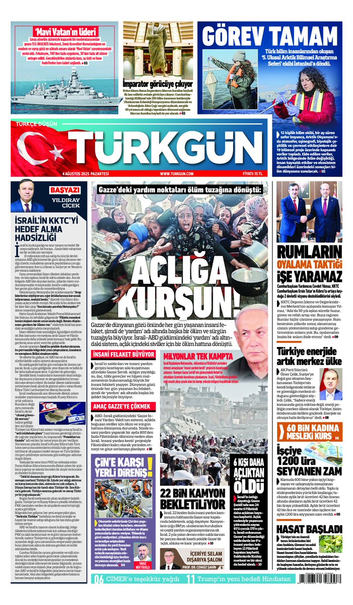 Gazetemizin 4 Ağustos 2025 Pazartesi baskısını inceleyebilirsiniz... #Türkgün #turkgungazetesi