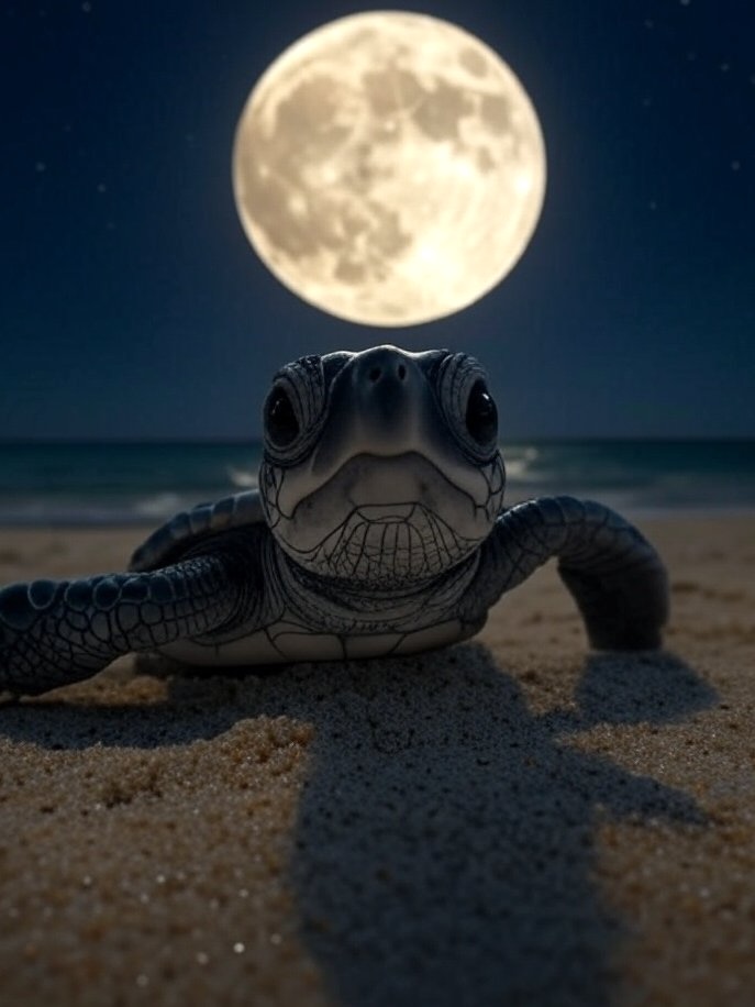 ❤️I've hatched—and, there high above, is a glowing silver moon. My flippers tingle as I scurry forward, toward the sea...moonlight dances on the waves, and I know—I’ll follow the moon.❤️
🌟Triumphant~USAToday
🌟Gorgeous watercolors~Kirkus
🌟Sweet~HuffP
🌟Captivates~NYT