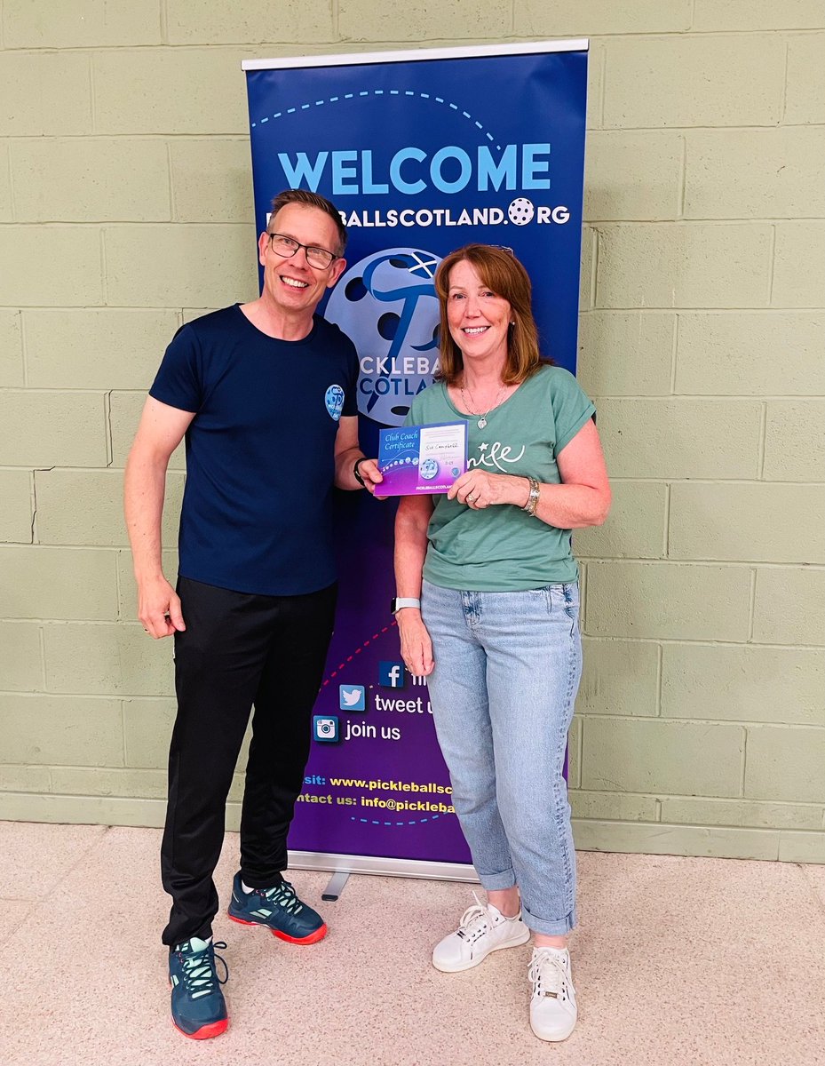 Congratulations to Sue Campbell on achieving her Pickleball Scotland Club Coach award! A passionate player, volunteer at In A Pickle (Dundee), Ambassador &amp; Pickleball for Wellbeing facilitator — welcome to the coaching team! 🏓👏 #PickleballScotland #WellDoneSue