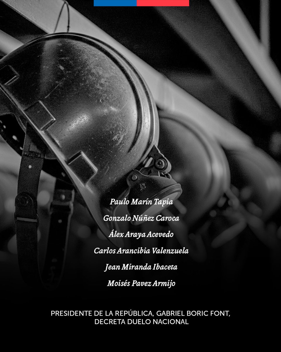 Con profundo dolor, se ha confirmado el fallecimiento de Gonzalo Núñez Caroca, Álex Araya Acevedo, Carlos Arancibia Valenzuela, Jean Miranda Ibaceta y Moisés Pavez Armijo, los trabajadores atrapados tras el terrible accidente en la División El Teniente de Codelco. Envío un abrazo