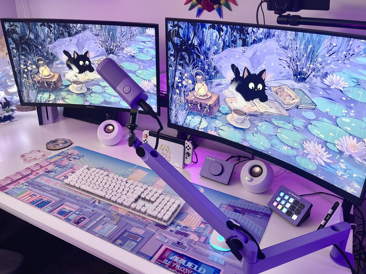 Set up pics of the purple Dreamscape series of <a href="/elgato/">Elgato</a> products! Can’t get over how dreamy this looks! 💜

Still need to set the stream deck up!! Thank you again Elgato for sending this over!