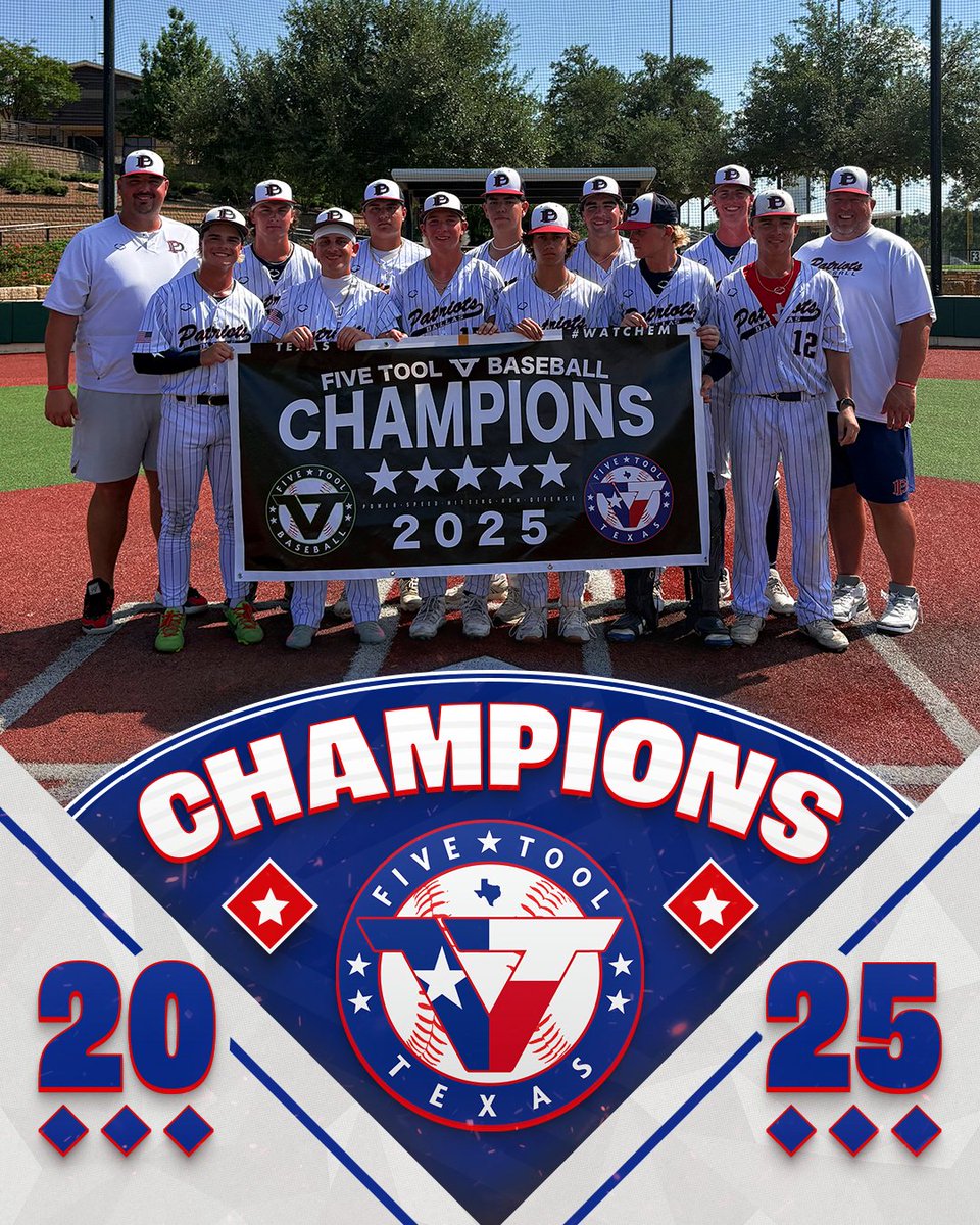 ✭Five Tool Texas✭ (@fivetooltexas) on Twitter photo 🏆CHAMPIONS🏆
Congrats to <a href="/DallasPatriots/">Dallas Patriots</a> 16U on winning the <a href="/FiveTool/">Five Tool Baseball</a> Texas Franklin Showdown 2027 Recruiting preview!
#WatchEm 🏆CHAMPIONS🏆
Congrats to <a href="/DallasPatriots/">Dallas Patriots</a> 16U on winning the <a href="/FiveTool/">Five Tool Baseball</a> Texas Franklin Showdown 2027 Recruiting preview!
#WatchEm