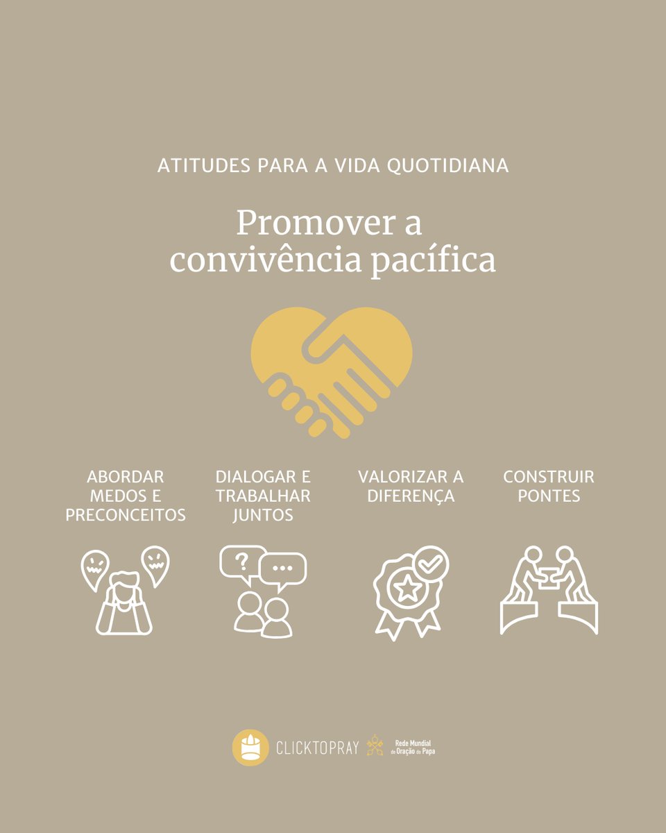 clicktopray_pt's tweet image. ➡️ Propomos-te que adoptes algumas atitudes que te ajudam a aprofundar a tua oração.

Estas #atitudes são uma forma de integrar a intenção de oração na tua vida quotidiana.

#ConvivênciaComum #Paz #Esperança