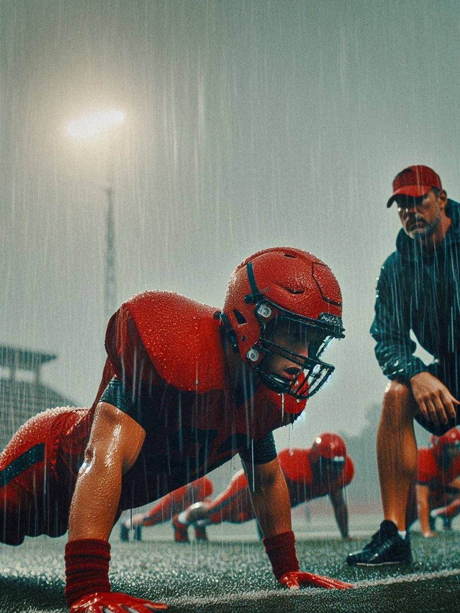 Just because it's raining, doesn't mean we stop training. Football season is just around the corner.