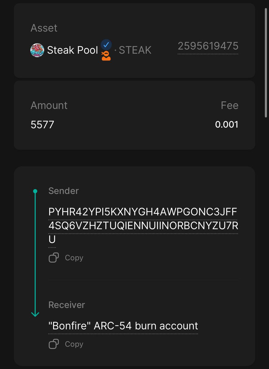 🔥 Day 39 of 75 we just burned 5,577 $STEAK, bringing the total incinerated to 265,673 $STEAK.

That’s over 1.56% of the total 17M supply gone for good in just 39 days. 

The longer you wait, the less there is to stack.

Stake and earn while we burn:
👉 reti.nodely.io/validators/13