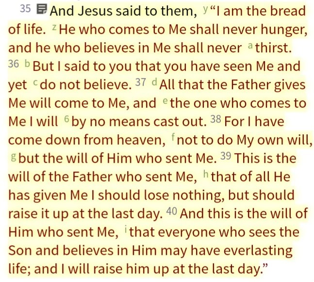 The Gospel of John 6:35-40.