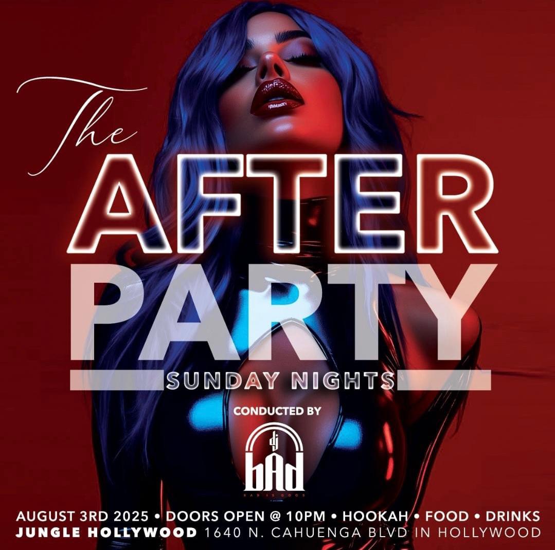 TONIGHT!
THE AFTERPARTY!
1640 CAHUENGA BLVD!
HOLLYWOOD!
<a href="/DJBADMUSIC/">B.A.D</a> 
R&amp;N &amp; HIP-HOP!
HOOKAH &amp; FULL KITCHEN!