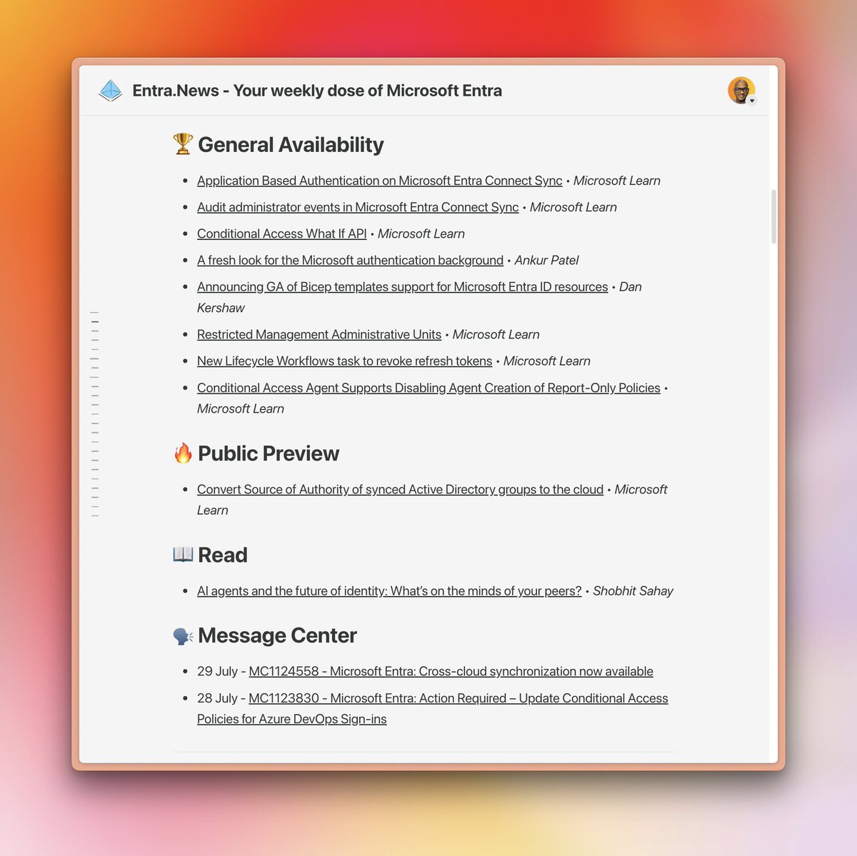 merill's tweet image. This week's Entra news is out with a LOT of features hitting GA and a new (and important) public preview.
Check it out at 👉 entra.news