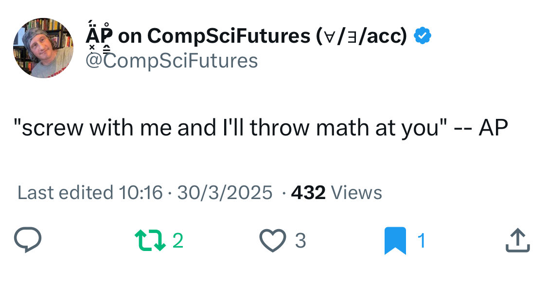 CompSciFutures's tweet photo. Mathy mathy, time for bashy 🤣 Don’t  make me unleash the existential quantifiers!!! Or unite all the entropies, under the Bayesian calculus!!! 🫥🫥🫥Or both!!! 😱#NumThe https://t.co/TrRpbTEMhQ